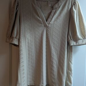 Elegant Cream Eyelet Women's Top